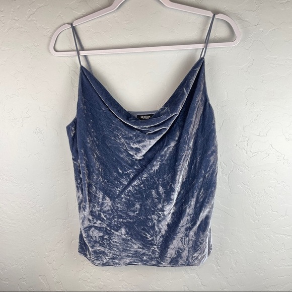 Hudson Velvet Cowl Neck Camisole in Slate Blue Gray Women's Size Small - Picture 2 of 8